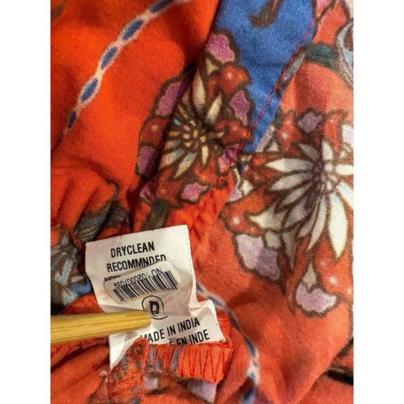 Floral Wrap Peasent Red Crop Top Open Back Tie Boho Cottagecore Sz Xs Festival - Picture 7 of 7